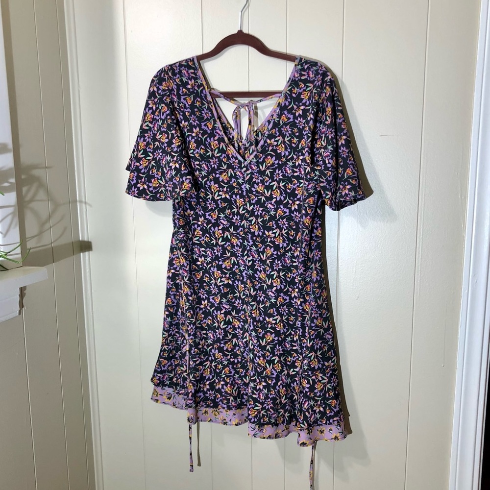 Band of Gypsies Black and Lavender Floral Dress